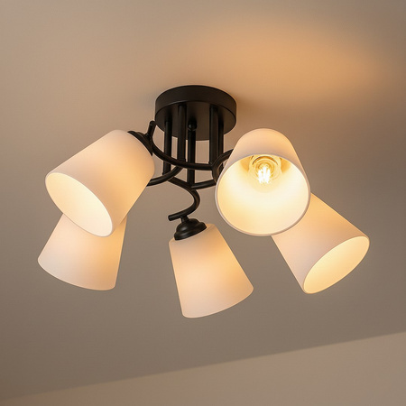 Stylowa czarna pięcopunktowa lampa sufitowa Pafos Black 5xE27 Milagro ML2258