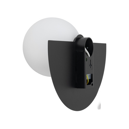 Czarna lampa ścienna półokrągła z kulistym kloszem 1xG9 SATURN S Nowodvorski 12596