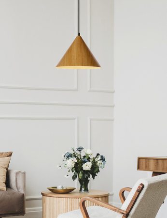 DUNCA LAMPA WISZĄCA 25 CZARNY 1X40 E27 KLOSZ JASNY DĘBOWY Candellux 31-23414