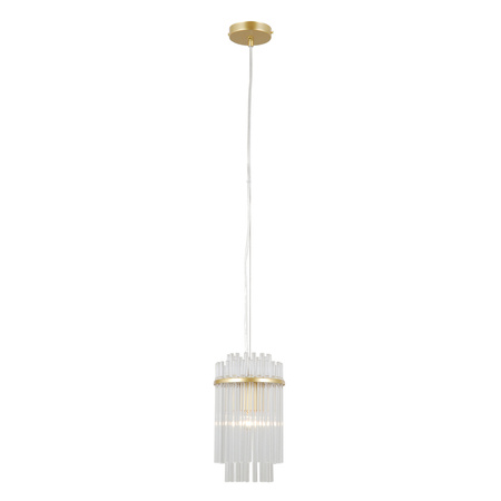 Pojedyńcza złota lampa wisząca ze szklanymi elementami 1xE27 Bonte Italux PND-40929-1A-GD