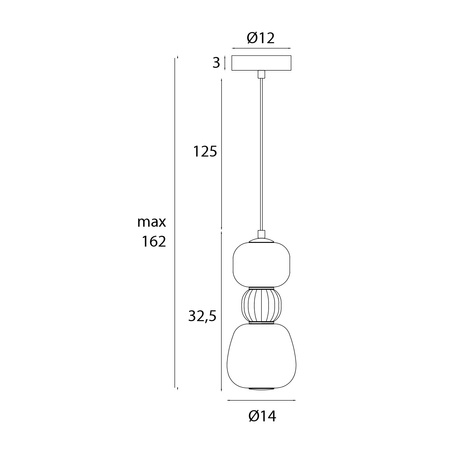 Lampa wisząca pionowa z dwoma opalowymi kulami i brązowym kloszem centralnym LED 3000K 13W Maxlight P0628