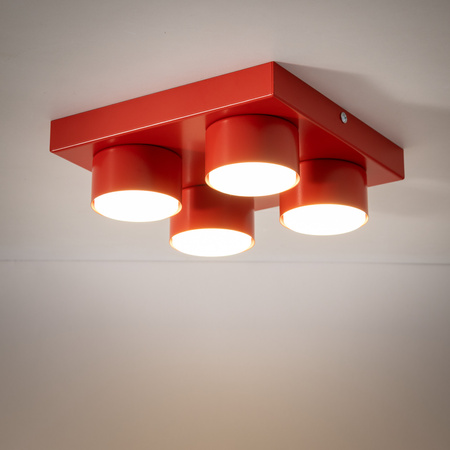 Kwadratowa czerwona lampa sufitowa BRIX RED 4XGX53 Tk Lighting 11293