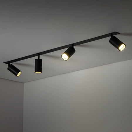 Czarna listwa podtynkowa cztery ruchome czarne tuby AMIS BLACK 4XGU10 Tk Lighting 10809