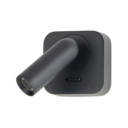 Czarny kinkiet LED 3000K z wbudowanym przełącznikiem LUGANO SQUARE WALL BK AZZARDO AZ5655