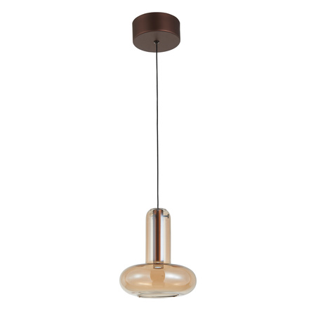 Lampa wisząca miedziana z bursztynowym kloszem LED 3000K Carote Italux PND-24011-1-COPP