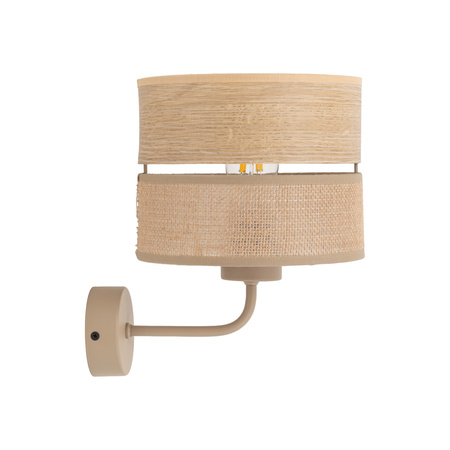 Kinkiet w kolorze sabia z abażurem juta jasne drewno DORMA WOOD JUTA 1xE27 Tk Lighting 11788