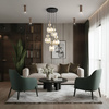 Lampa wisząca pięciozwisowa ze szklanymi karbowanymi kloszami na okrągłej podsufitce SOPHIA COGNAC 5xE14 Tk Lighting 11043