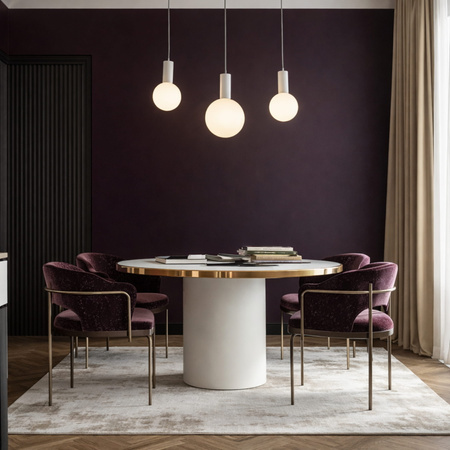 Lampa wisząca beżowa trzy białe klosze o różnych wielkościach na belce TESTA 3xG9 Candellux Studio 33-51110