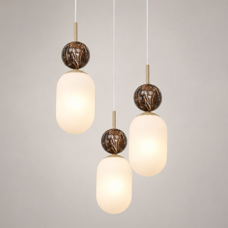 Lampa wisząca Crema potrójna (koło) z kulami imitującymi marrmur 3xE14 Milagro MLP2814