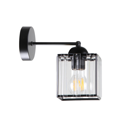 GLASSIA LAMPA KINKIET CZARNY 1X40 E27 KLOSZ CZARNY+KRYSZTAŁY BEZBARWNE Candellux 21-21090