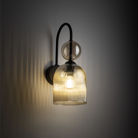 Kinkiet ze szklanym ryflowanym kloszem SOPHIA COGNAC 1XE14 Tk Lighting 11140