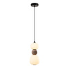 Lampa wisząca pionowa z dwoma opalowymi kulami i brązowym kloszem centralnym LED 3000K 13W Maxlight P0628