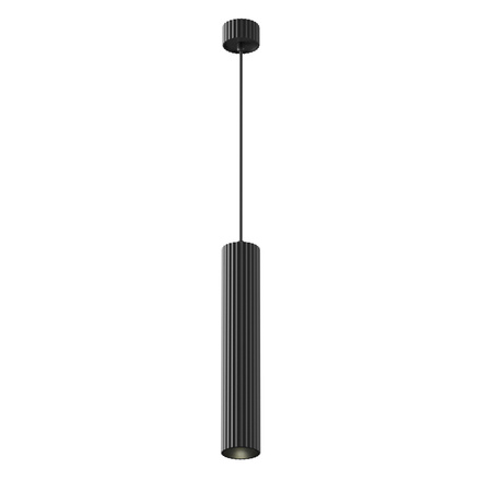 Lampa wisząca 30cm w kolorze czarnym ryflowana metalowa tuba o średnicy 5,6cm Calipso P106PL-01-GU10-B Maytoni