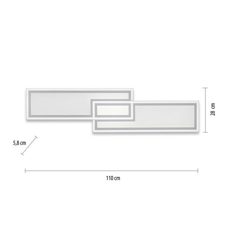Lampa sufitowa dwa połączone prostokąty LED sterowane pilotem EDGING LED Just Light 14875-16