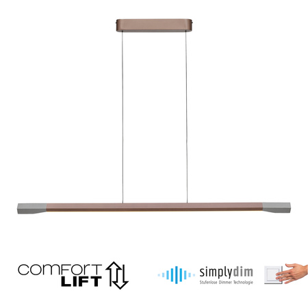 Lampa wisząca liniowa w kolorze kawowym LED 3000K HOOP Paul Neuhaus 2732-36 ze ściemiaczem