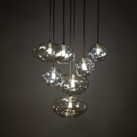 Lampa wisząca 7 nieregularnych wiszących kloszy na okrągłej podstawie w kolorze brązowym NEBIA NEW BROWN 7xG9 Tk Lighting 11792