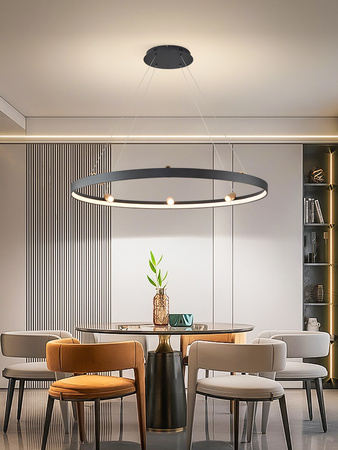 Lampa wisząca owalna z dodatkowymi reflektorkami doświetlającymi i trzystopniowym ściemniaczem typu "klik" Pignano Aviano Lighting 6206-0710