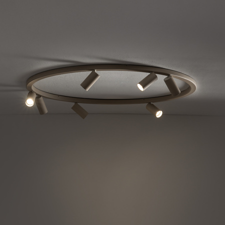 Beżowa lampa sufitowa ring 80cm – okrągła forma z punktowymi światłami 7xGU10 FOURTY ROUND Nowodvorski 11948
