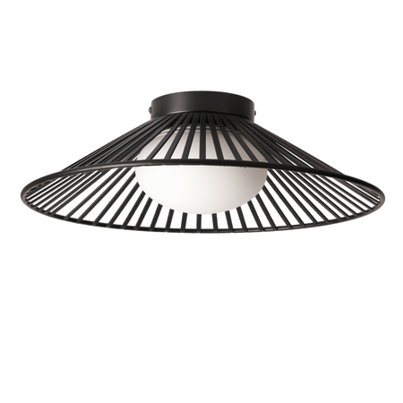 Czarna okrągła druciana lampa sufitowa ze szklanym wewnętrznym kloszem SONTE 40 cm 1xGX53 Candellux Studio 31-50946