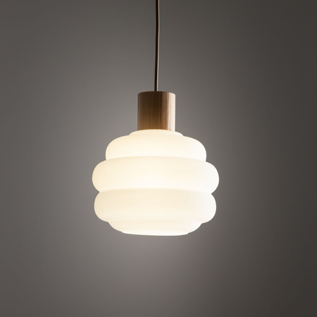 Lampa wisząca szklany klosz 20cm z dodatkiem drewna MELIA 1xE27 Tk Lighting 11090