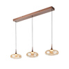 Potrójna lampa wisząca na listwie miedziana z bursztynowymi kloszami 3xLED 3000K Tenele Italux PND-24028-3B-COPP