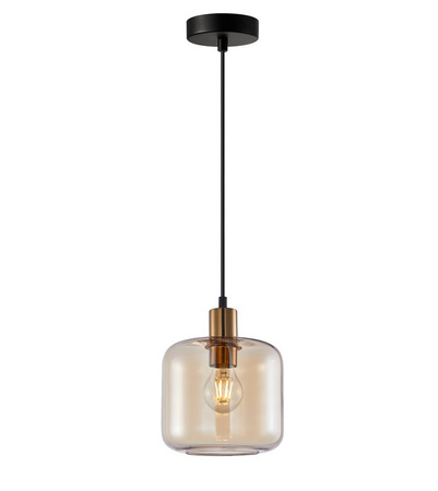 Lampa wisząca ZONA z kloszem bursztynowym Italux PND-29257A-1-BRO-AMB