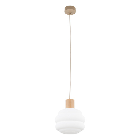 Lampa wisząca szklany klosz 20cm z dodatkiem drewna MELIA 1xE27 Tk Lighting 11090