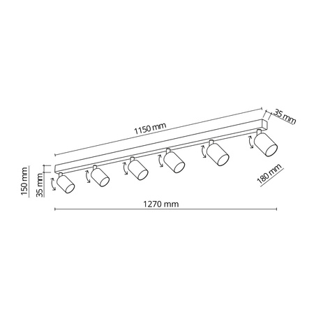 Sześciopunktowa biała lampa sufitowa 127cm NEX WHITE 6XGU10 Tk Lighting 11369