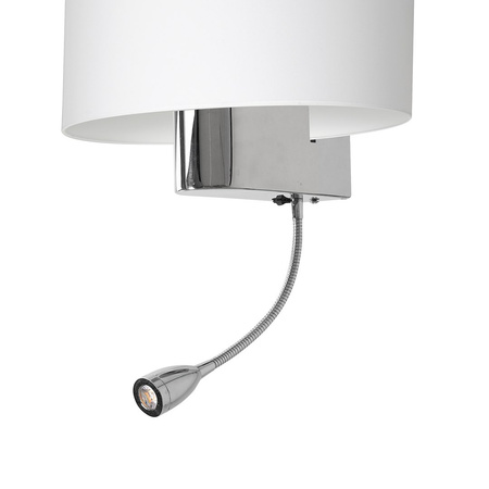 Kinkiet do sypialni Casino 1xE27 + 1W LED Biały/Chrom Milagro ML6372