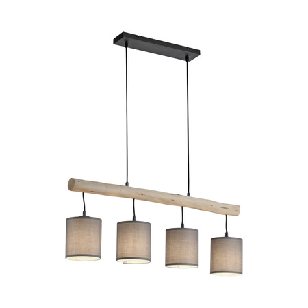 Lampa wisząca drewniana belka z czterema abażurami GREEN TRIBU 4xE27 Just Light 15783-29