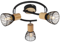 ANTICA LAMPA SUFITOWA SPIRALA 3 X MAX 25W E14 CZARNY + DREWNO Candellux 98-60952