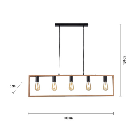 Lampa wisząca drewniana ramka na pięć żarówek RANKY 5xE27 Just Light 15653-18