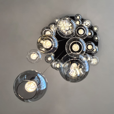 Czarna lampa wisząca z kloszami na antresolę ROTUNDA Kaja Lighting KP-20
