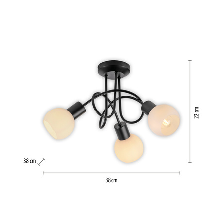 Czarna lampa sufitowa z plecionymi ramionami LOKI 3xE14 Just Light 12153-18