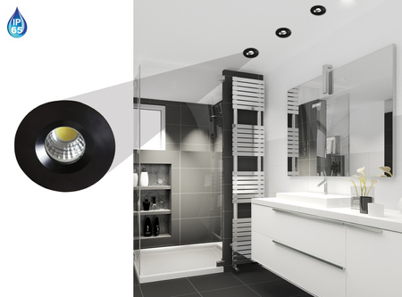 SH-14 BK 3W LED 230V CZARNY oczko sufitowe lampa sufitowa HERMETYCZNA IP65 odporna na wilgoć Candellux 2258973