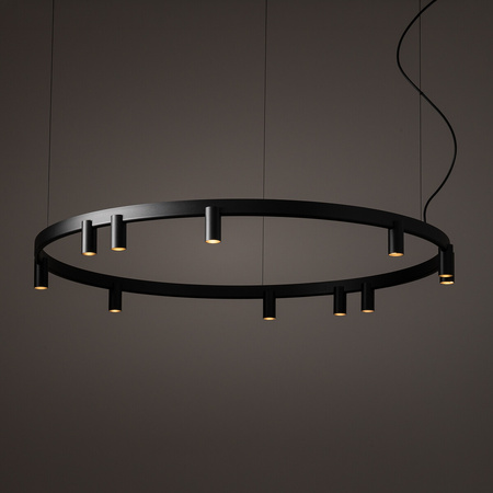 Lampa wisząca okrąg o średnicy 116cm w kolorze czarnym 17xGU10 R35 i LED zintegrowany FOURTY  ROUND LED Nowodvorski 12288
