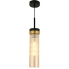 Lampa wisząca pojedyńcza czarna z tubowym miodowym szklanym kloszem Malika 1xE27 PL0140-1 Yaskr