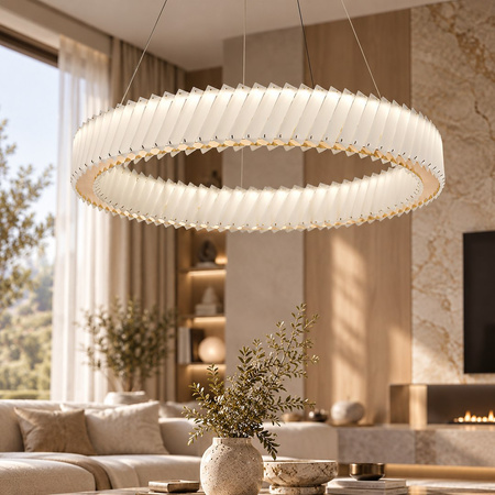 Lampa wisząca Deluxe złoty okrąg kryształowy 70cm 35W LED Milagro ML2780