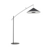 Czarna lampa podłogowa łukowa z długim wysięgnikiem i dyskowym kloszem 1xE27 POISE A Nowodvorski 11768