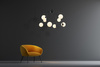 Lampa wisząca Celine ośmiopunktowa czarna z białymi kloszami Italux MDM-3800/8 BK+W