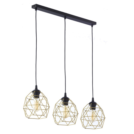 GALAXY BLACK  GOLD LAMPA WISZĄCA 3 LISTWA TK Lighting 3459