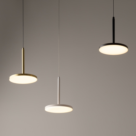 Lampa wisząca okrągła płaska w kolorze mosiężnym LED 3000K Plato P076PL-L12W3K-BS Maytoni