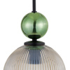 Lampa wisząca pojedyńcza karbowany szklany klosz z ozdobną zieloną szklaną kulą SOPHIA BIG GREEN COGNAC 1xE27 Tk Lighting 10776