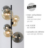 Lampa podłogowa czarna z kloszami dymionymi i bursztynowymi POPSICLE Paul Neuhaus 585-18