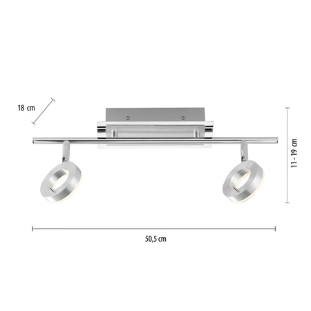 Podwójna lampa listwa sufitowa do łazienki w kolorze aluminium LED 3000K IP44 SILEDA Paul Neuhaus 6781-96