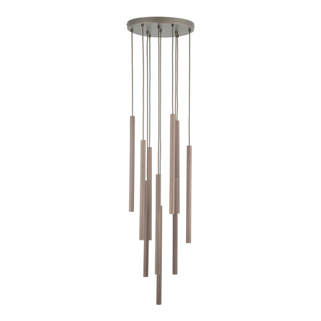Lampa wisząca dziesięć cienkich ryflowanych rurek w kolorze brązowym FERRO NEW BROWN 10XG9 KOŁO Tk Lighting 11493