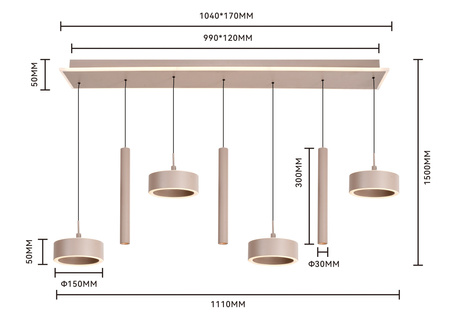 Lampa wisząca siódemka prosta Carnac kaszmirowa Aviano Lighting 7040-813