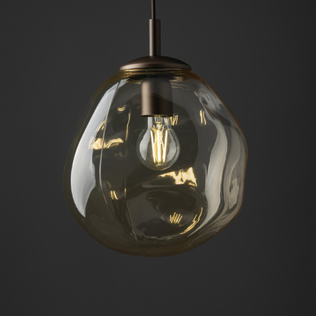 Lampa wisząca koniakowy szklany zniekształcony klosz 25cm LAVA M BROWN 1xE27 Tk Lighting 11326