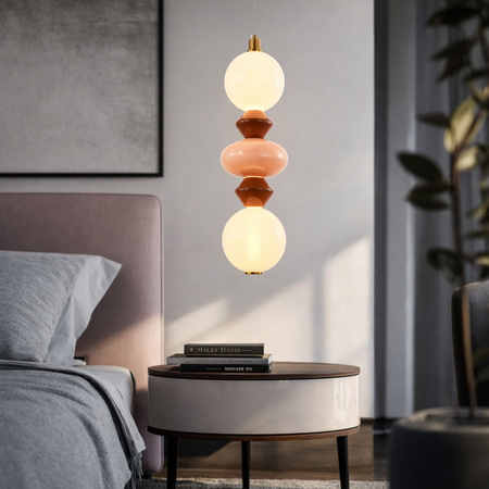 Lampa wisząca świecąca dekoracja połączenie dwóch szklanych kul i ceramiki FLORES 15W LED 3000K Candellux Studio 32-50656