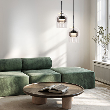 Lampa wisząca pojedyńcza z podwójnym kloszem bezbarwnym i dymionym GLAXI 1xGX53 Candellux Studio 31-50359